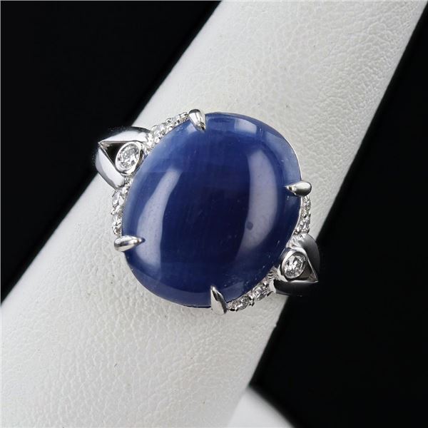 11.27 ctw Blue BURMESE Sapphire and 0.15 ctw Diamond Platinum Ring