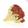 Image 7 : Large Vintage 14K Gold GIA NO DYE Coral Carved Lady Face Cameo Statement Ring
