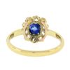 Image 8 : Vintage 14k Yellow Gold GIA NO HEAT Cushion Sapphire w/ Diamond Flower Halo Ring