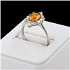 Image 3 : 1.75 ctw Yellow-Orange Sapphire and 0.51 ctw Diamond Platinum Ring (GIA CERTIFIE
