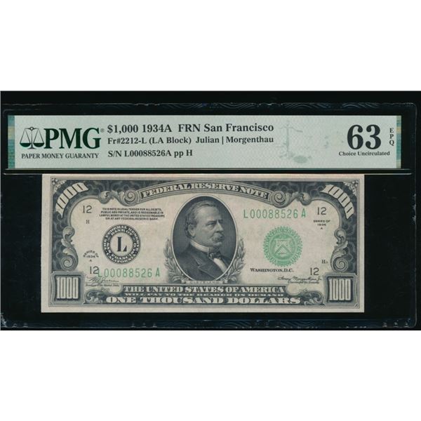 1934A $1000 Chicago FRN PMG 63EPQ