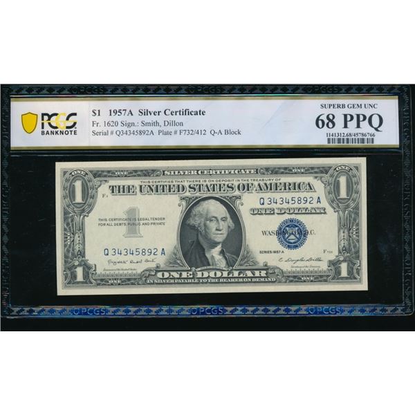 1957A $1 Silver Certificate PCGS 68PPQ