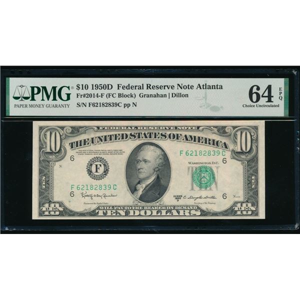 1950D $10 Atlanta FRN PMG 64EPQ