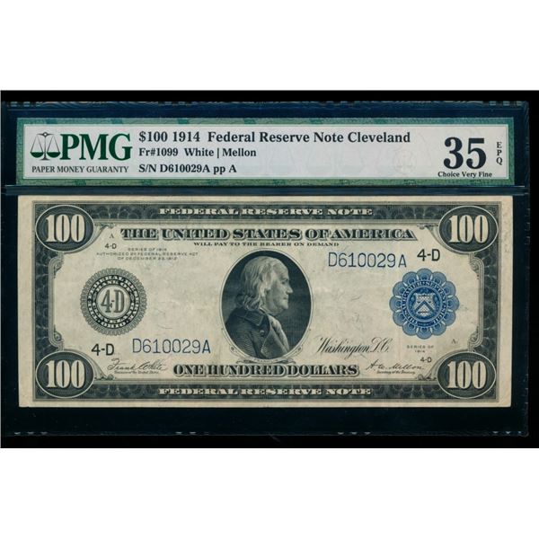 1914 $100 Cleveland FRN PMG 35EPQ