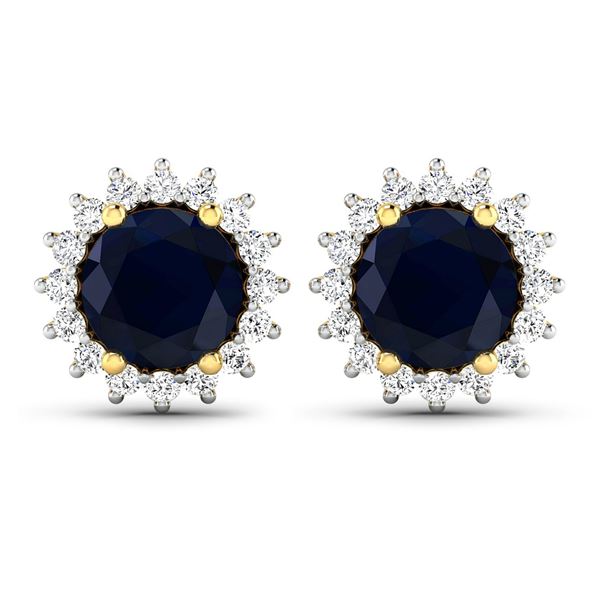 14KT Yellow Gold 2.2ctw Blue Sapphire and Diamond Earrings