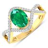 Image 1 : 14KT Yellow Gold 1ctw Zambian Emerald and Diamond Ring