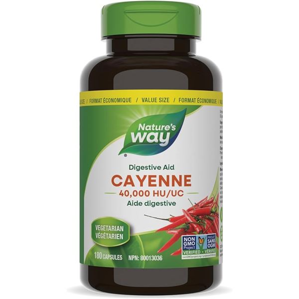 NEW 100 CAPSULES NATURES WAY DIGESTIVE AID CAYENNE