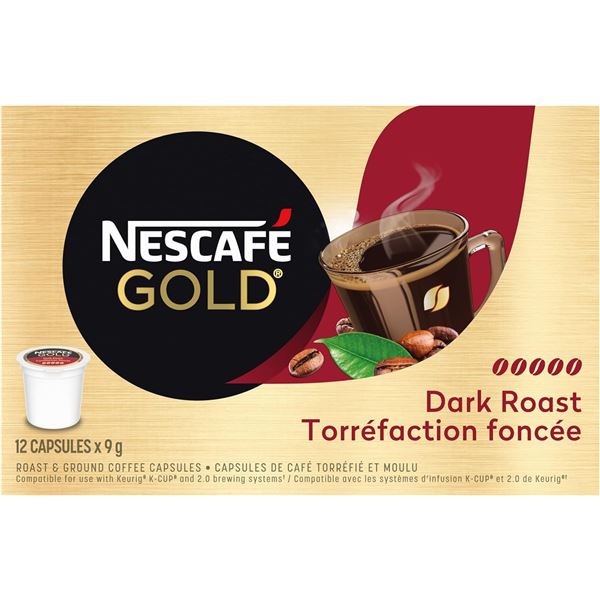 12 NESCAFE GOLD DARK ROAST KEURIG PODS