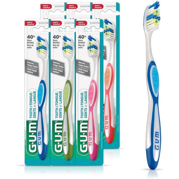 NEW 6 PACK OF SUNSTAR MULTI COLORED TOOTHBRUSHES