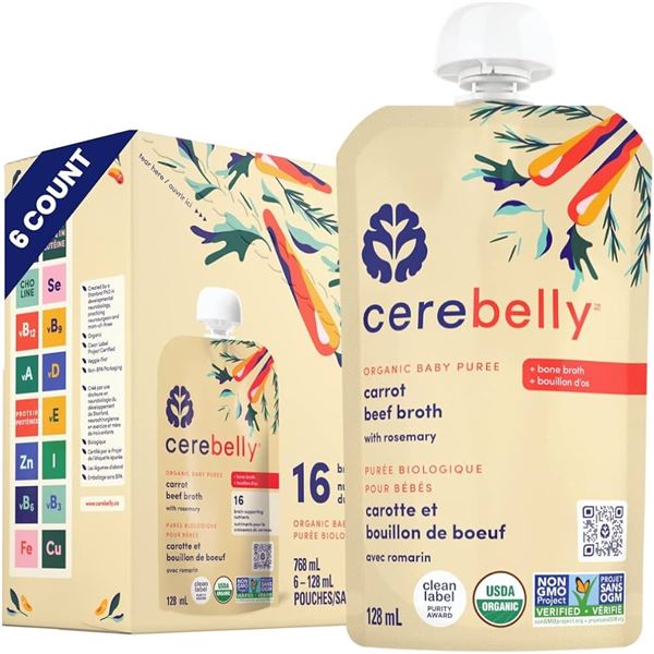 NEW 12 X 4OZ CEREBELLY ORGANIC BABY PUREE