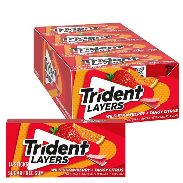 NEW 4 X 14 TRIDENT LAYERS WILD STRAWBERRY GUM