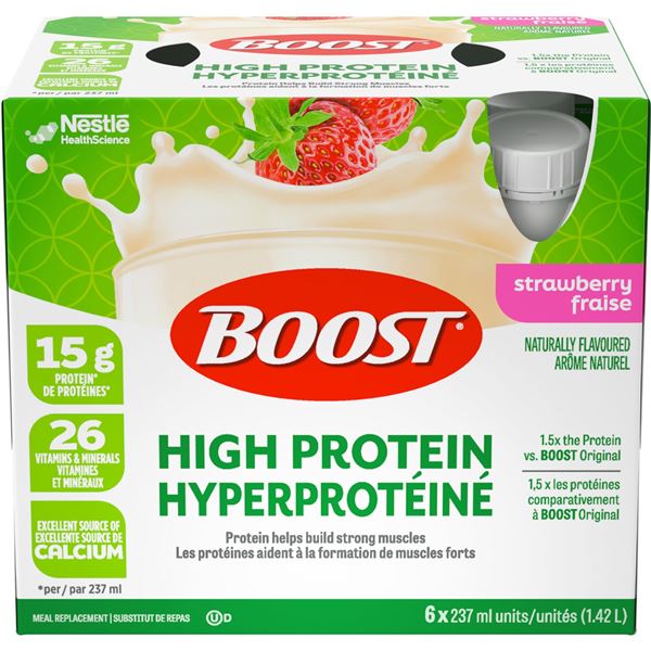 NEW 6 X 237ML BOOST HIGH PROTEIN STRAWBERRY