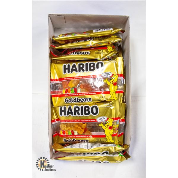 CASE OF 18 X 60G BAGS WITH HARIBO GOLDBEARS GUMMY