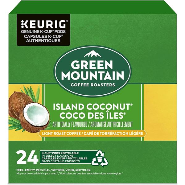 24 GREEN MOUTAIN ISLAND COCONUT LIGHT ROAST KEURIG