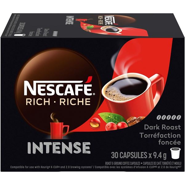 30 NESCAFE RICH INTENSE DARK ROAST KEURIG PODS