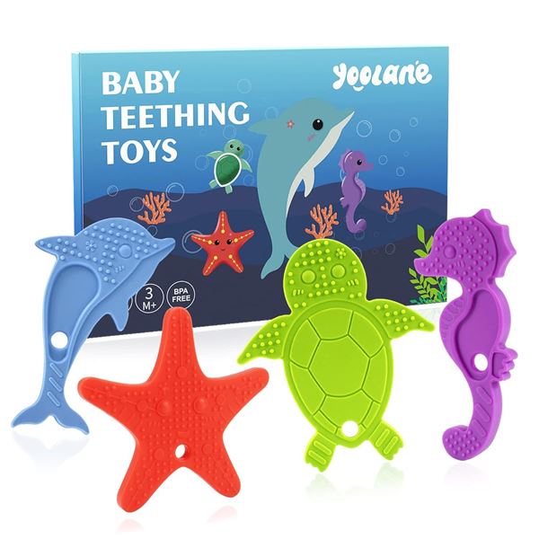 BRAND NEW YOOLANE 4 PACK OF BABY TEETHING TOYS