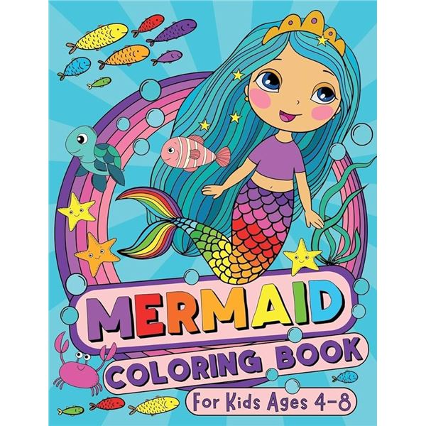 PAPERBACK-MERMAID COLORING BOOK AGES 4-8