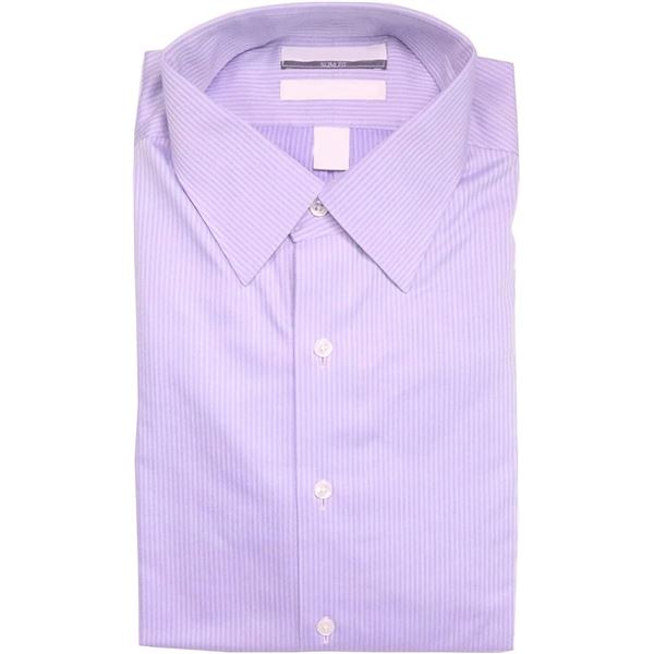 NON-IRON FIT PINPOINT SPREAD COLLAR PURPLE DRESS
