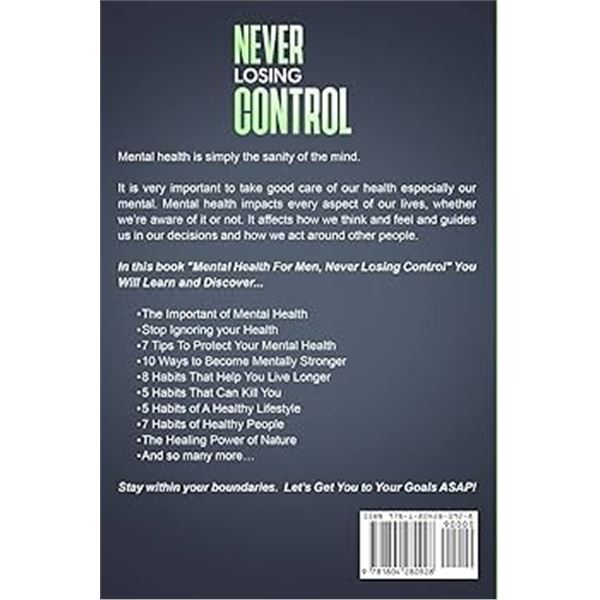 PAPERBACK-MENTAL HEALTH FOR MEN NEVER LOSING CONTR