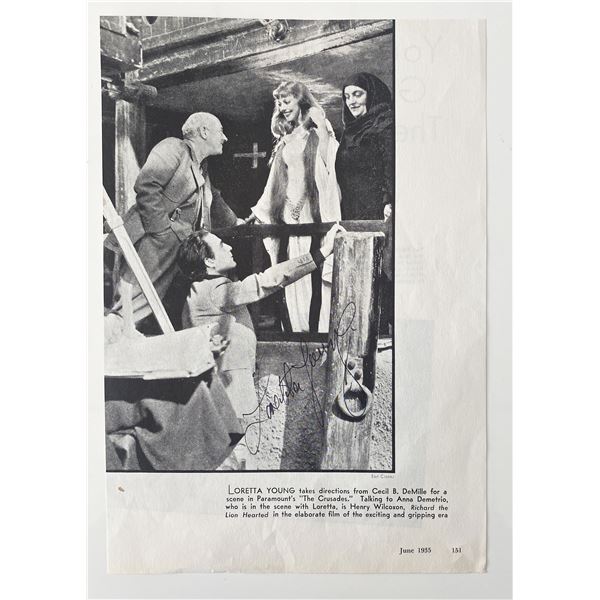 Loretta Young signed magazine page