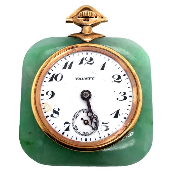 18K "Trusty" Jade Pocket Watch Circa 1890's to 1910