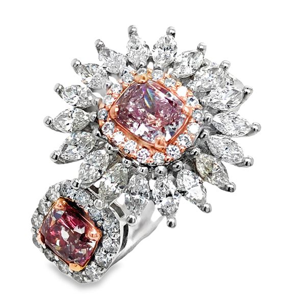 GIA Fancy Pink Heart & Colorless Diamond Ring