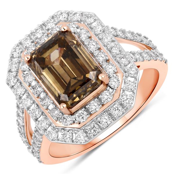 Certified Fancy Brown Diamond Ring, Rose Gold