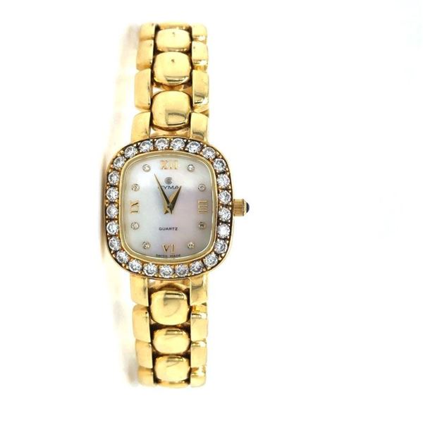 Cyma Ladies' Diamond 18K Yellow Gold Watch