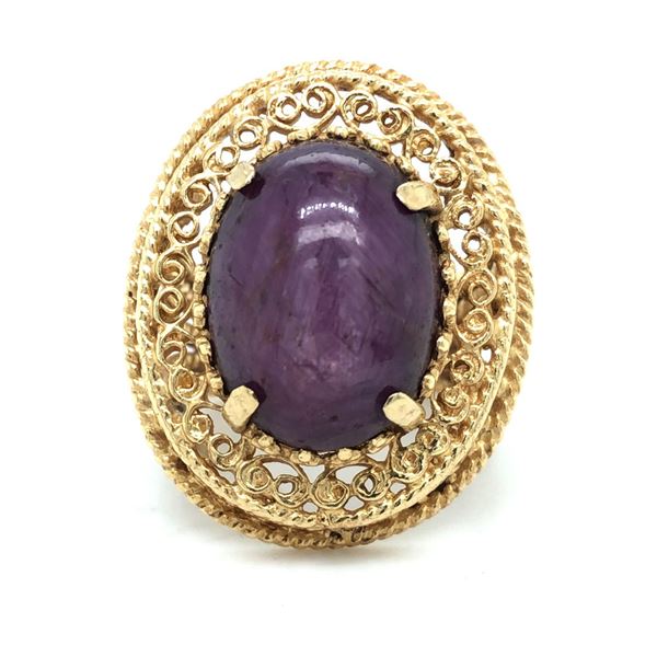 Yellow Gold Star Ruby Ring - 11.72 Carats