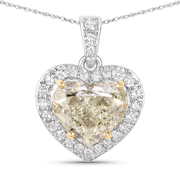 GIA 4.51 Yellow Heart Shaped Diamond Pendant