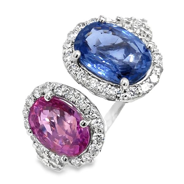 Platinum Pink & Blue Sapphire & Diamond Ring
