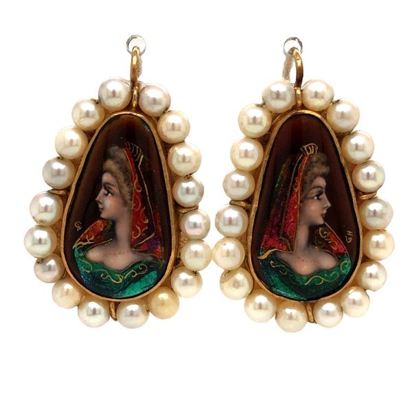 Very Fine French Limoges Hand Enameled Earrings