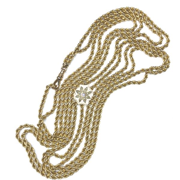 36" Rope Chain with Seed Pearl & Opal Slider