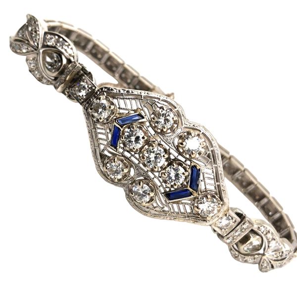 Vintage Art Deco Diamond & Sapphire Bracelet