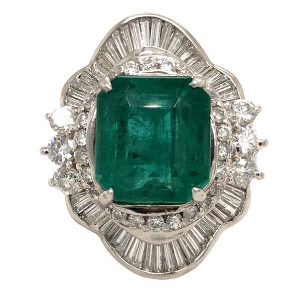 Platinum 8.94 Carat Emerald & Diamond Ring