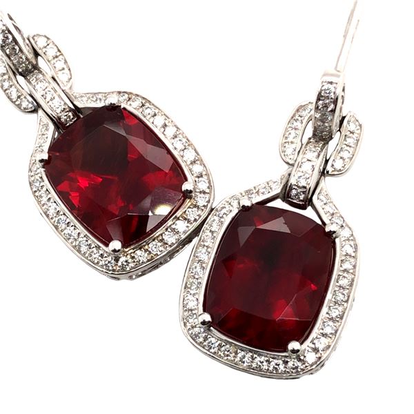 18K White Gold Andesine & Diamond Earrings