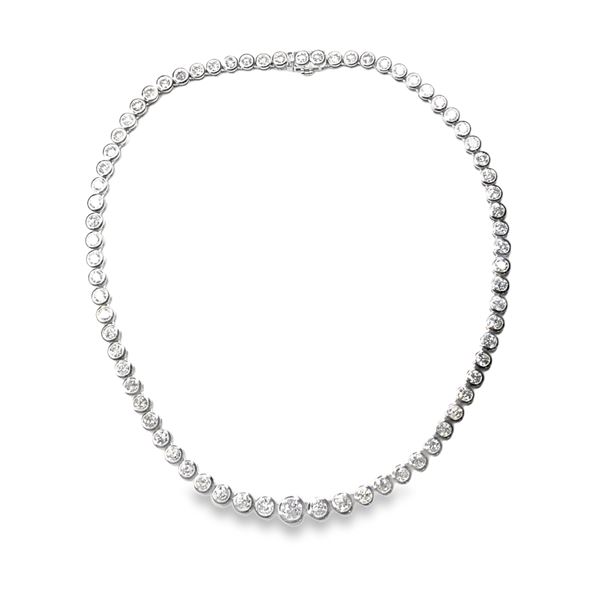 23.14 Carat Platnum Diamond Bezel Set Necklace