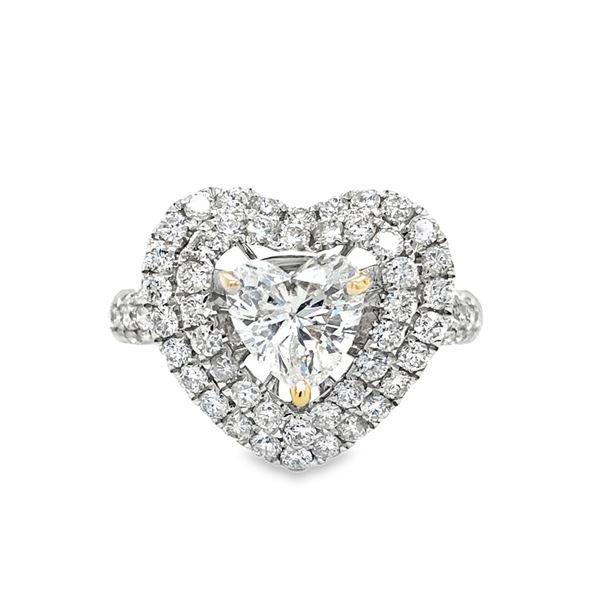 18K Heart Shaped Diamond Double Halo Ring