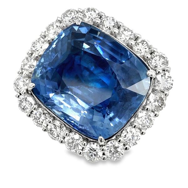 GIA Graded Sapphire & Diamond Ring