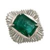 Image 2 : Platinum Emerald (5.86Ct) & Diamond Ring