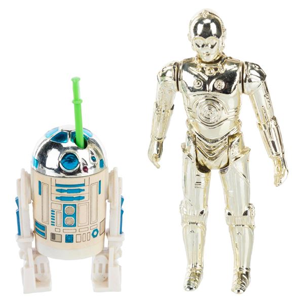 1978 C-3PO and 1985 R2-D2 Action Figures.