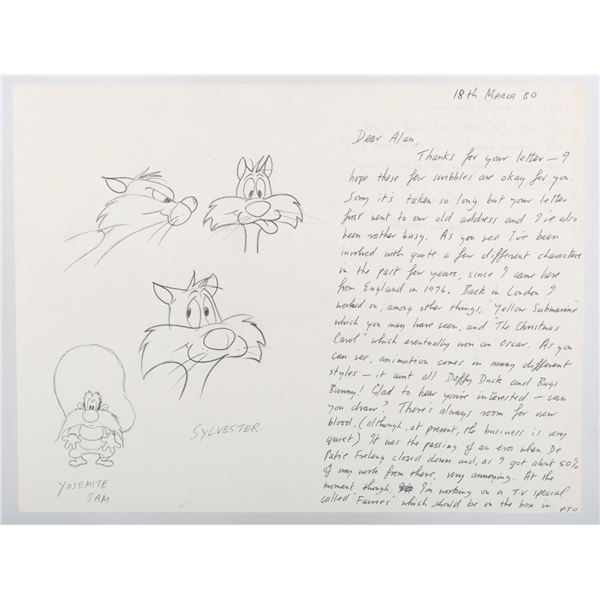 A Malcolm Draper Sylvester & Yosemite Sam Drawing.