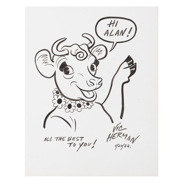 An Elsie the Cow Drawing by Creator Vic Herman.