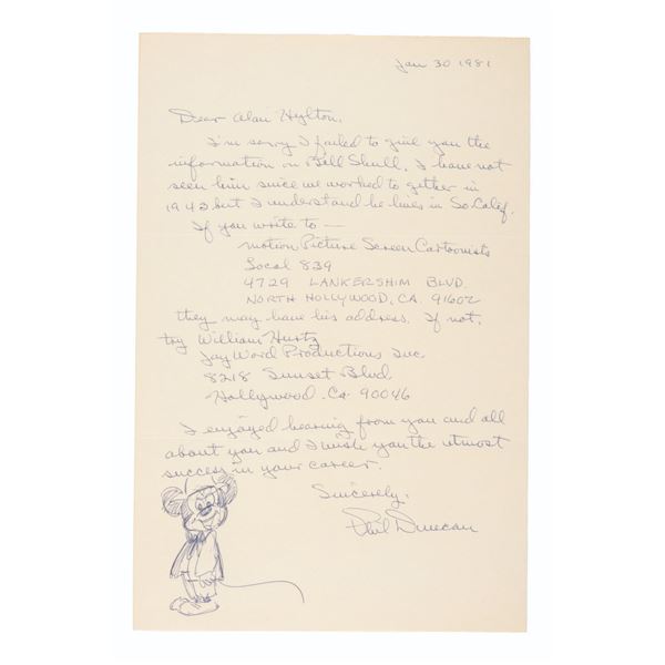 A Letter and Mickey Mouse Drawing by Phil Duncan.