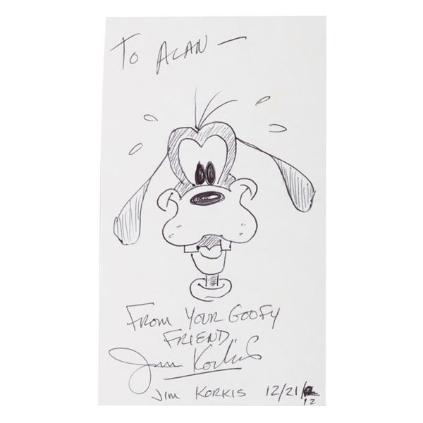 A Drawing of Goofy Signed by Jim Korkis.