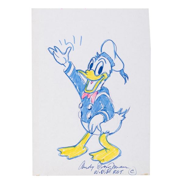 A Donald Duck Drawing Signed by Andy Engman.