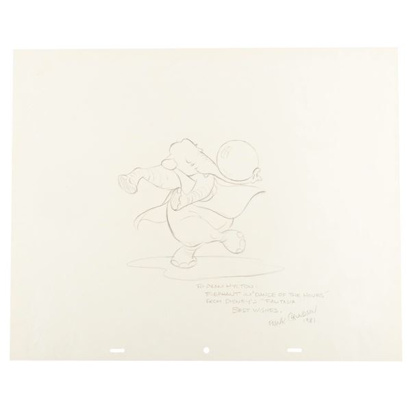 A "Fantasia" Elephant Drawing Signed by Frank Grundeen.