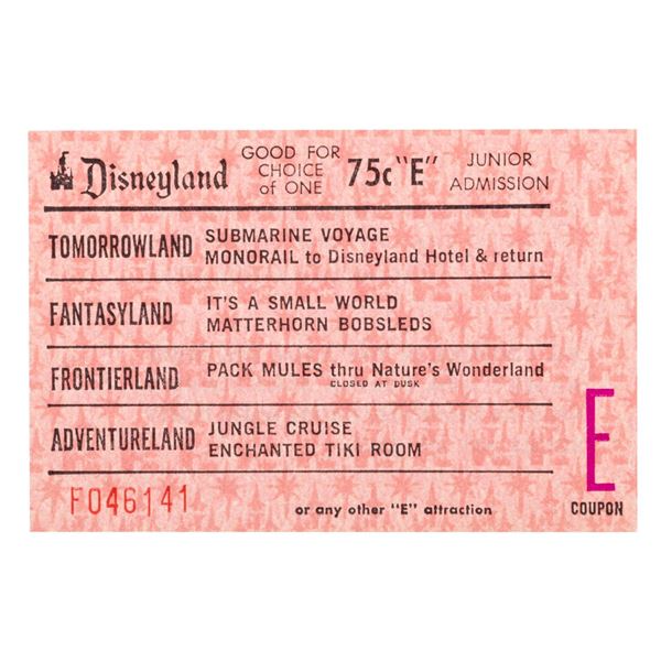 A Disneyland 1966-67 Junior "E" Ticket.