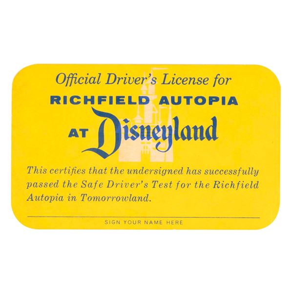 A 1955 Disneyland Autopia Driver's License.