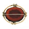 Image 3 : Antique 10k Gold Micro Mosaic Grape Scene Carnelian & Tube Frame Oval Pin Brooch